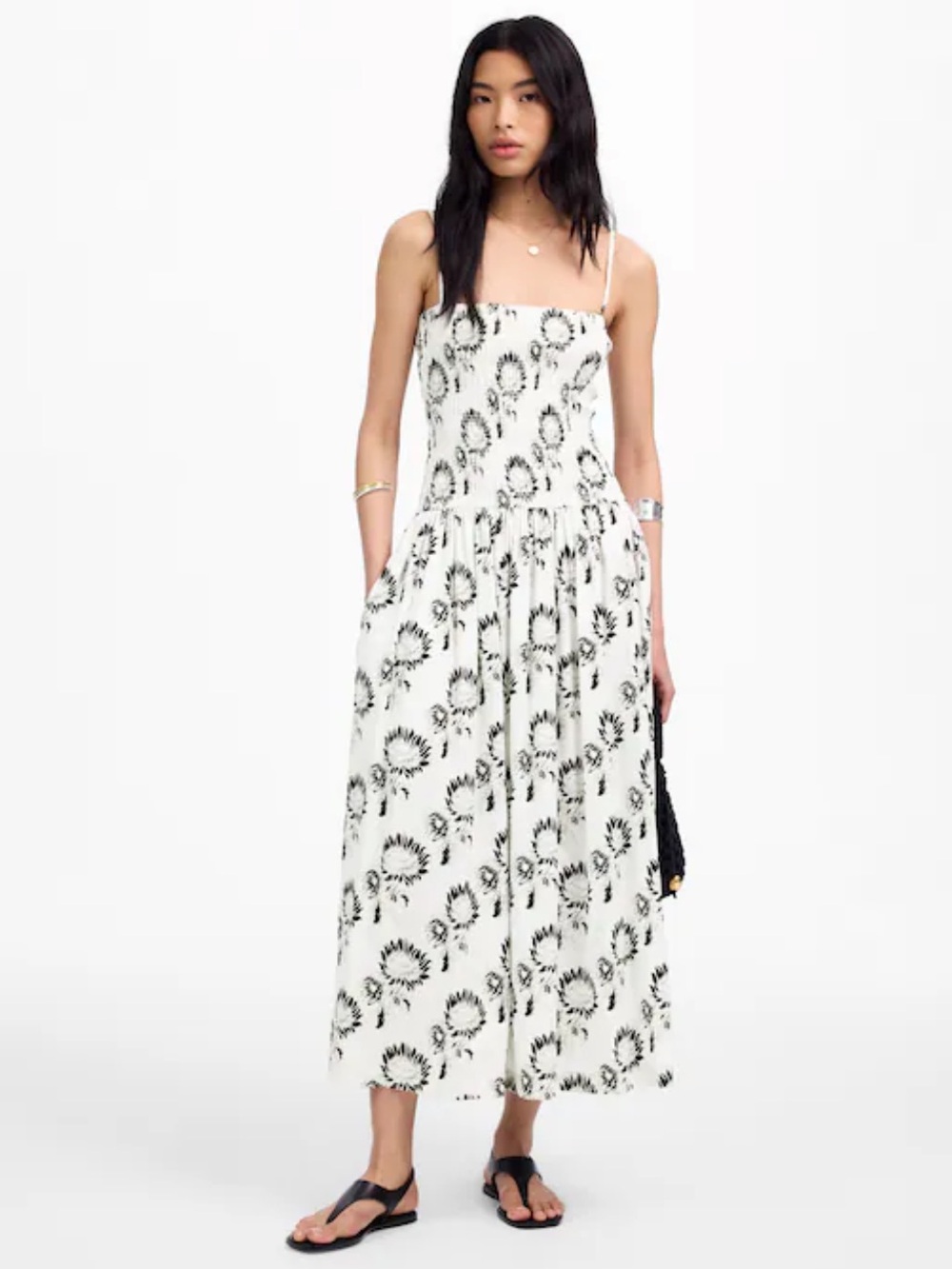 Madewell Petite Poplin Smoked Maxi Dress In Floral